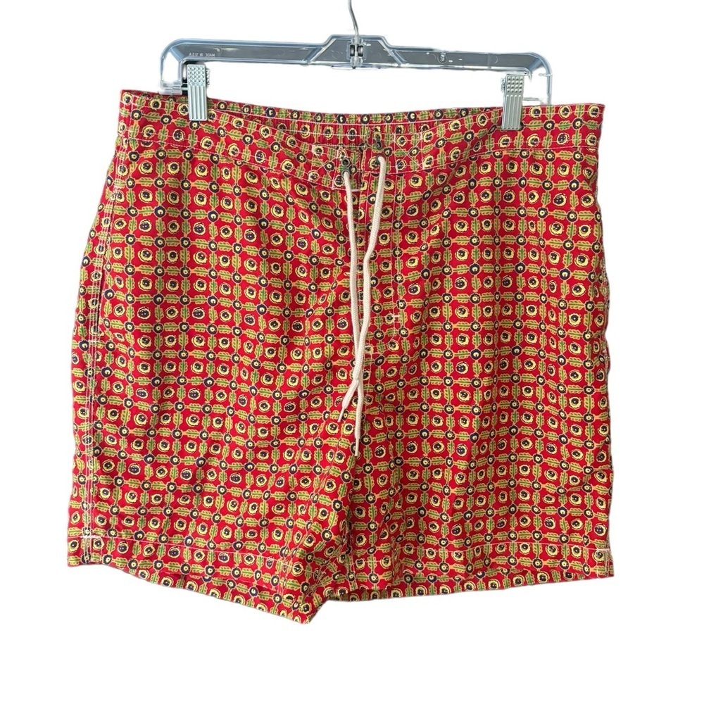 Polo by Ralph Lauren Vintage Board Shorts Blue Tab Silver Geometric Size L - Picture 9 of 12